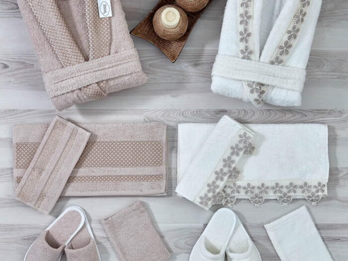 طقم ارواب 12 قطعة بيج فاتح وكريم - LUX