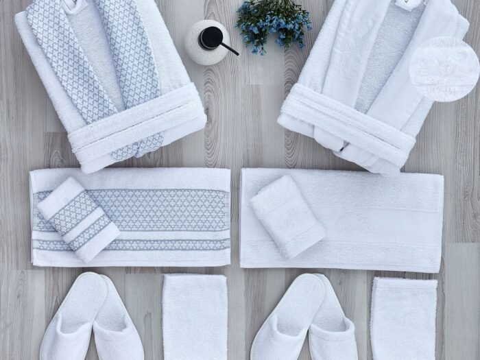 طقم ارواب 12 قطعة أبيض وأبيض - LUX