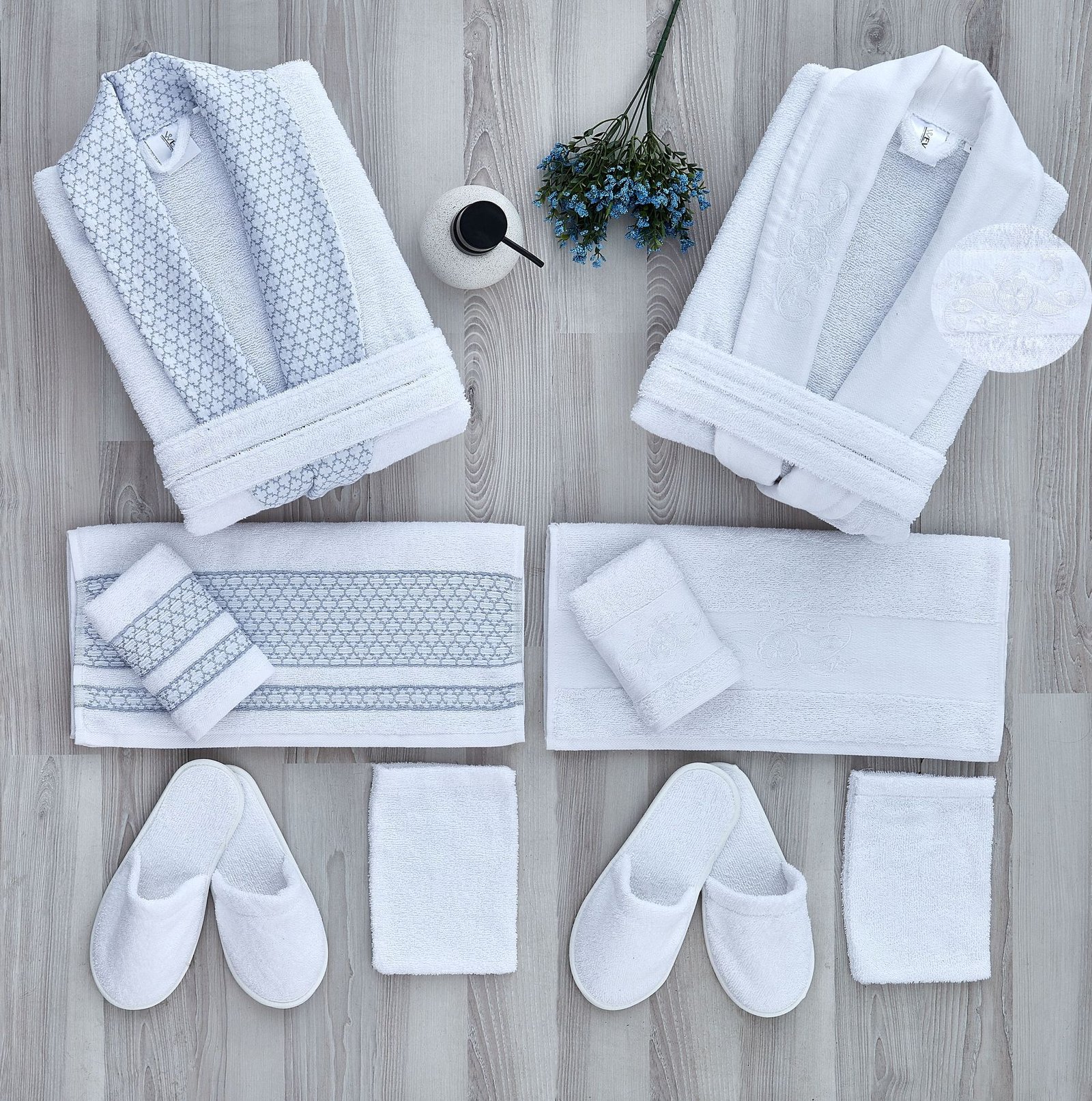 ⁦طقم ارواب 12 قطعة أبيض وأبيض - LUX⁩ - الصورة ⁦1⁩