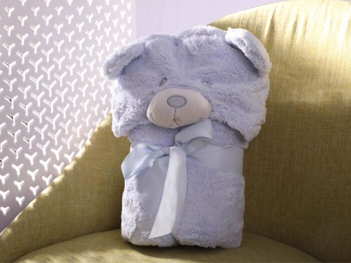 منشفة أطفال مع طاقية أزرق - Bear Blue