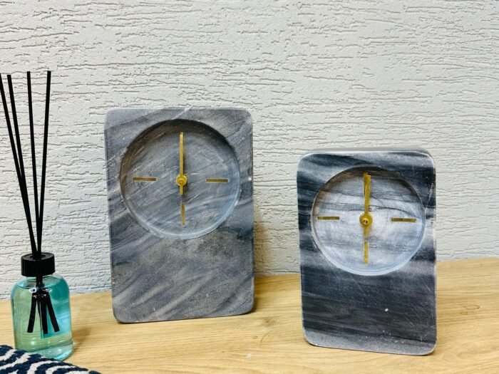 ساعة رخامية مستطيلة - Gray