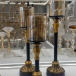 طقم شمعدان أسود مذهب