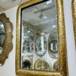 مرآة هندي مستطيل مع إطار نحاسي