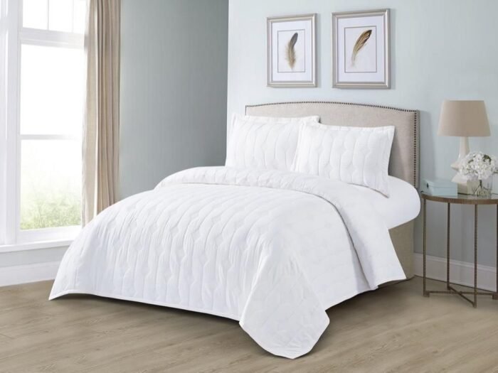 طقم شراشف مفرد ونصف - Geotess White