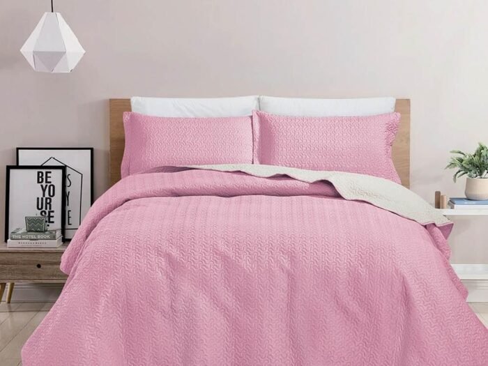 طقم شراشف مجوز - Sama Pink & Beige