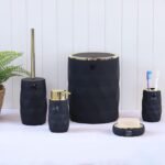 طقم اكسسوار حمام - Luminous Black & Gold