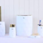 طقم اكسسوار حمام - Luminous White & Gold