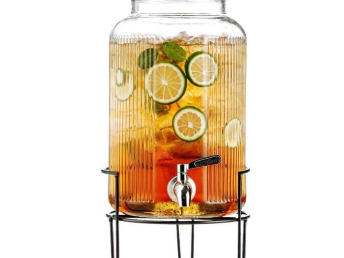 موزع مشروبات رجاجي مع حامل أسود  3.8 لتر