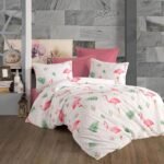 طقم شراشف قطن صيفي مفرد - Flamingo