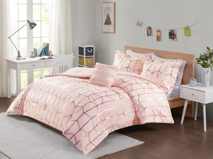 طقم لحاف مفرد ونص 5 قطع زهري - Crispy