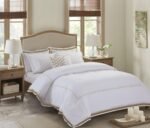 طقم لحاف قطن  100% كينج ابيض وذهبي  - OASIS