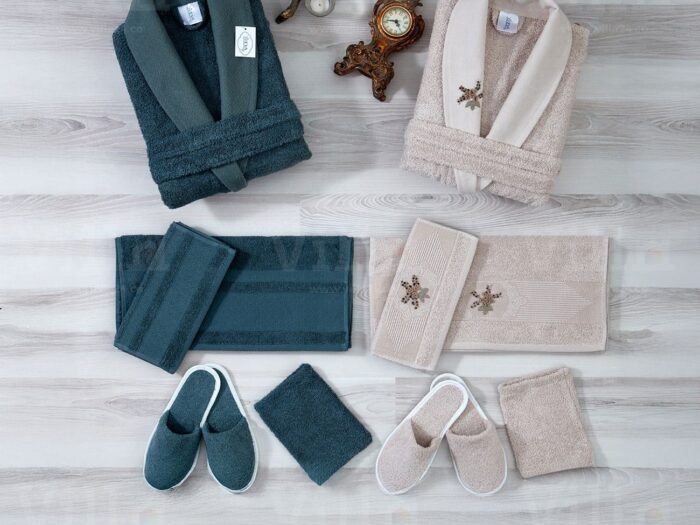 طقم ارواب 12 قطعة زيتي وبيج - LUX