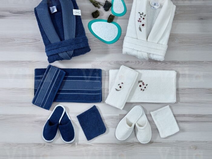 طقم ارواب 12 قطعة كحلي وكريم - LUX