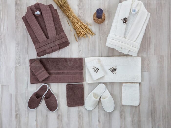 طقم ارواب 12 قطعة بني وكريم - LUX