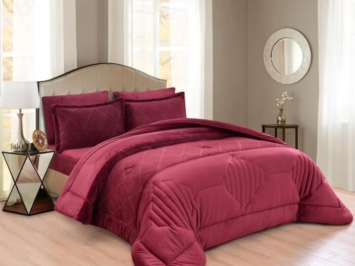 طقم لحاف بيرجندي كينج - Limy Burgundy