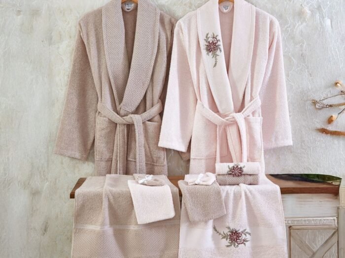 طقم ارواب 10 قطع قطن تركي - زهري وموكا