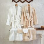 طقم ارواب 10 قطع قطن تركي - مشمشي وكريمي