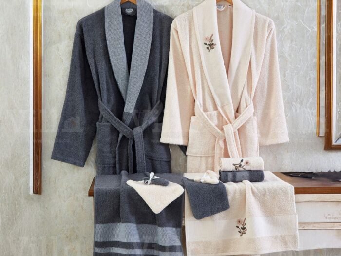 طقم ارواب 10 قطع قطن تركي - مشمشي وسكني