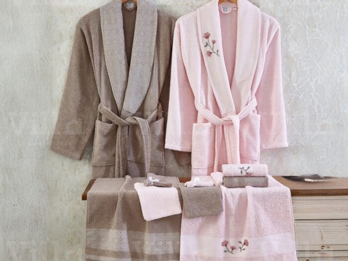 طقم ارواب 10 قطع قطن تركي - زهري وموكا