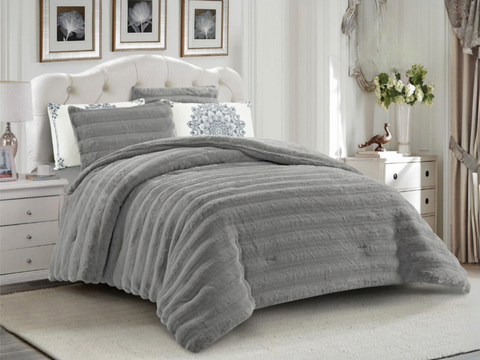 طقم لحاف شتوي فرو أرنب سكني - AHLAM