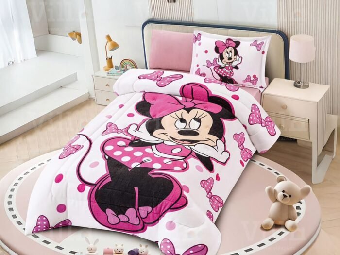 طقم لحاف أطفال شتوي مفرد ونص 5 قطع - Minnie Mouse