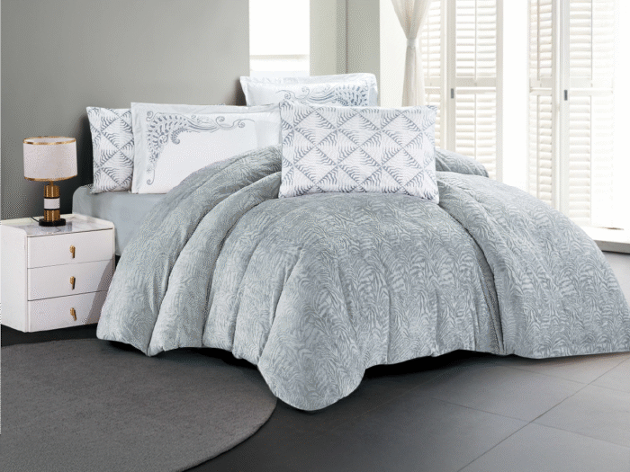 طقم لحاف فرو ناعم رمادي -VICTORIA