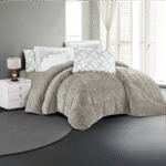 طقم لحاف فرو ناعم بيج -VICTORIA