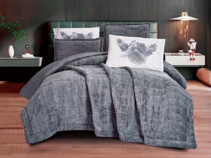 طقم لحاف شتوي فرو ناعم سكني - LILAC