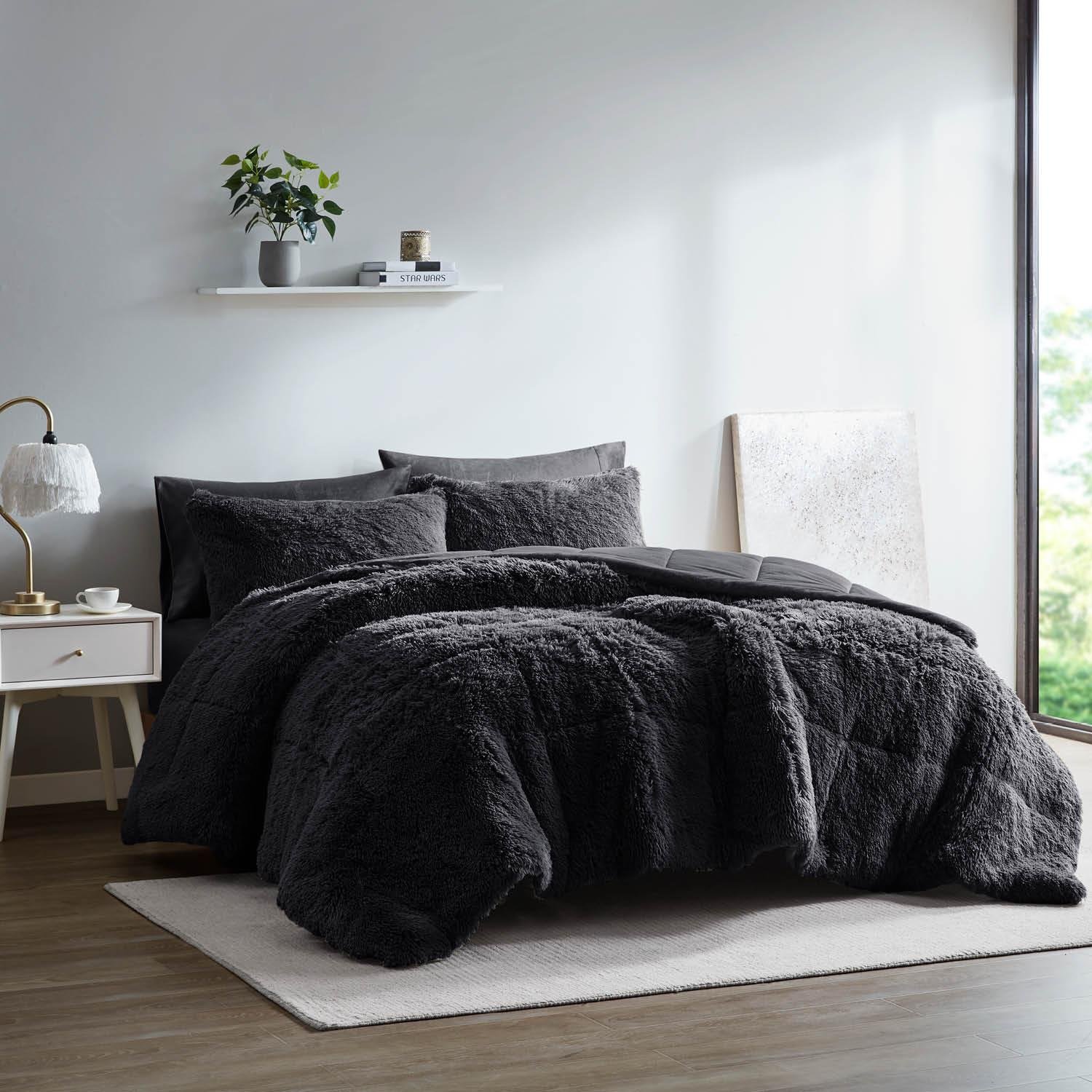 ماليا اسود - مجوز طقم لحاف شتوي فرو أسود - MALEA - الصورة 1