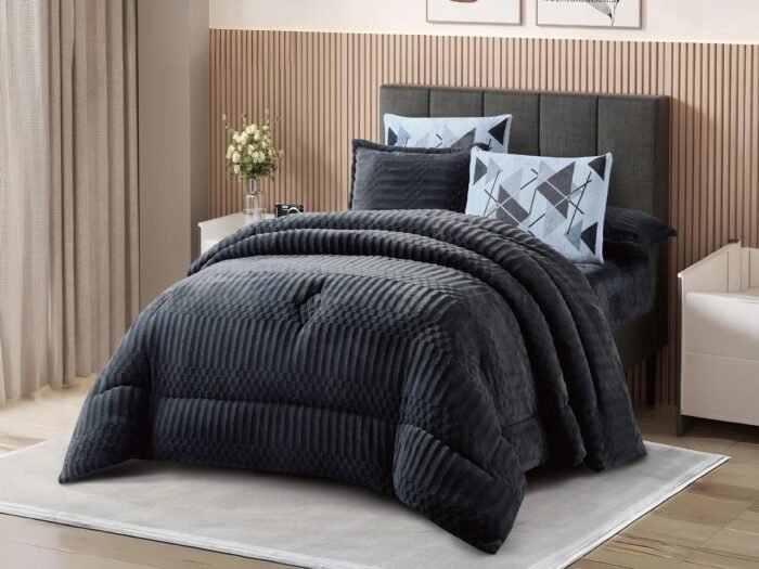 طقم لحاف شتوي فرو ناعم كينج - ASIAN