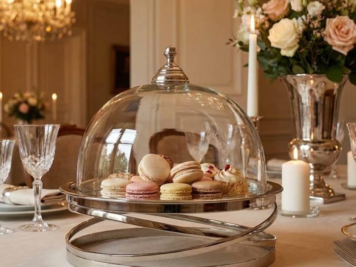 صحن كيك بقاعدة حلزونية مع غطاء زجاج دائري - Orbit