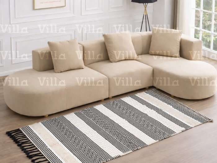 بساط هندي قطني منسوج كريمي و أسود - ROHIT