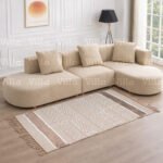 بساط هندي قطني منسوج كريمي و بني - ROHIT