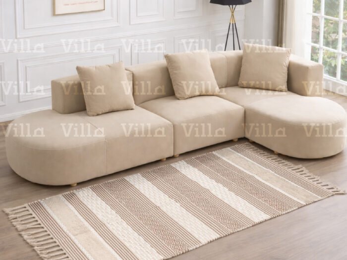 بساط هندي قطني منسوج كريمي و بيج - ROHIT