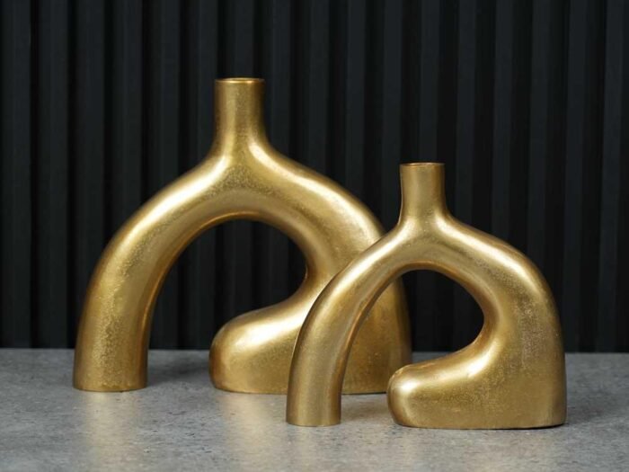 فازة معدنية خشنة ذهبي - Sleek Style