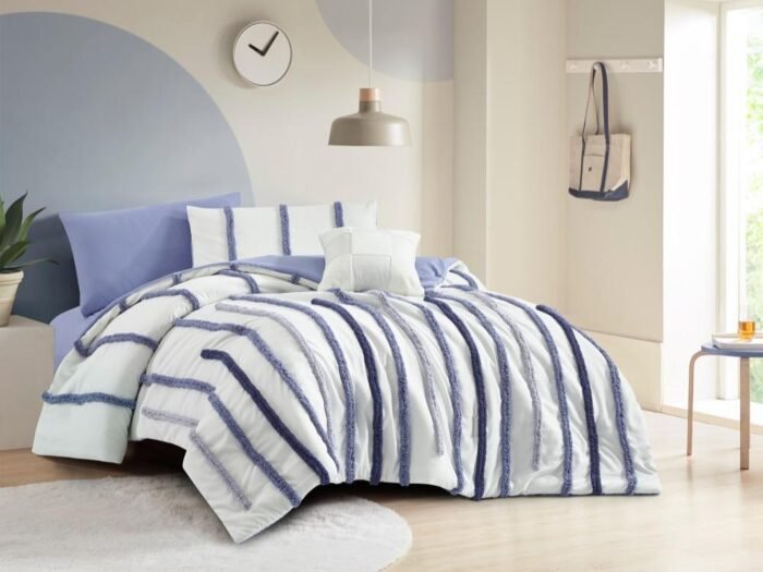 طقم لحاف مفرد ونصف 5 قطع أزرق - Elton