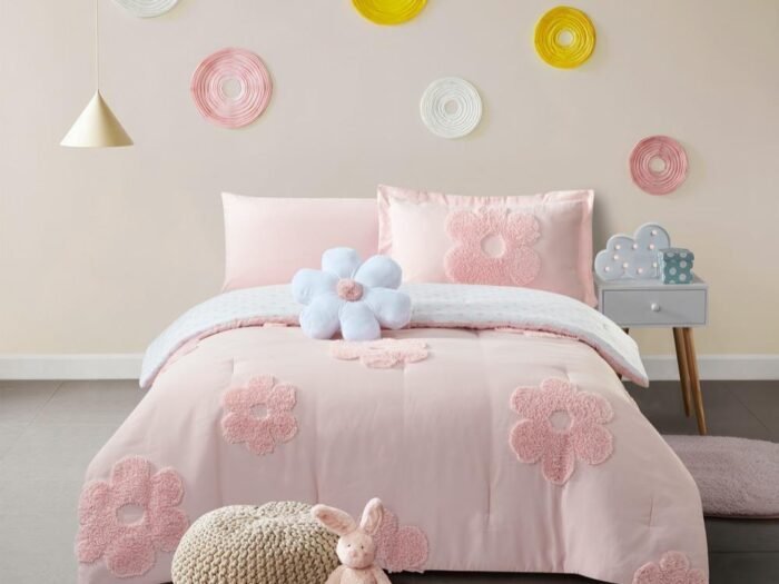 طقم لحاف مفرد ونصف 5 قطع زهري - Gracie