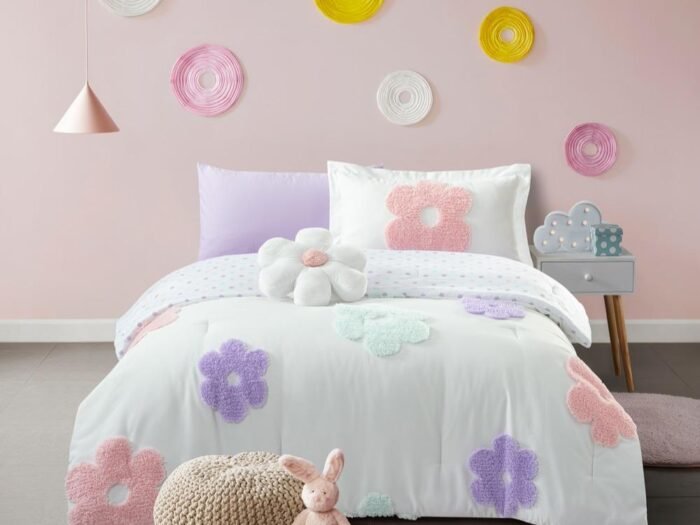 طقم لحاف مفرد ونصف 5 قطع أبيض - Gracie