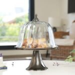 صحن كيك مع غطاء زجاج دائري نيكل - Revel