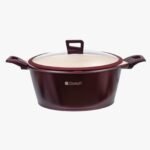 طنجرة مع غطاء مسطح 13.4 لتر - 36 سم مغلف بالسيراميك مع مسكات سيلكون عازلة للحرارة  - Dorsch