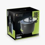 طنجرة 10 لتر  - 28 سم مرتفعة أسود  مغلفة بالسيراميك مع غطاء مسطح مع مسكات عازلة للحرارة  - Dorsch