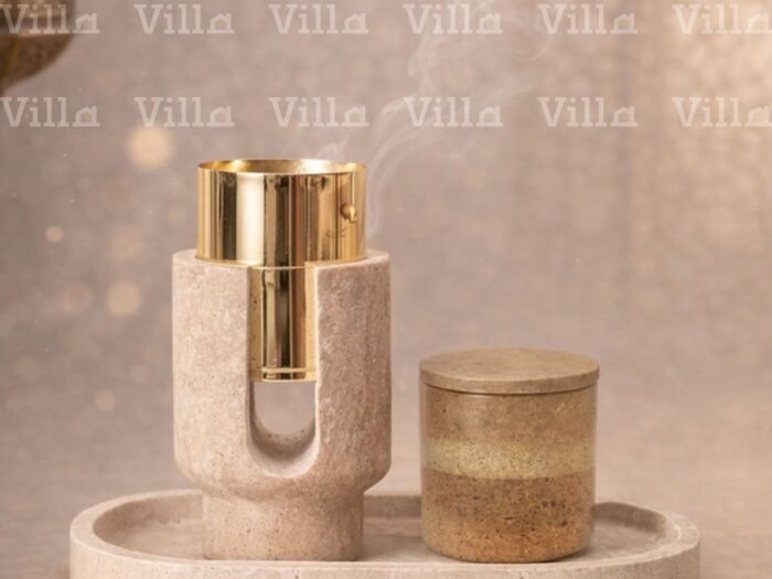 طقم مبخرة 3 قطع من حجر الترافرتين