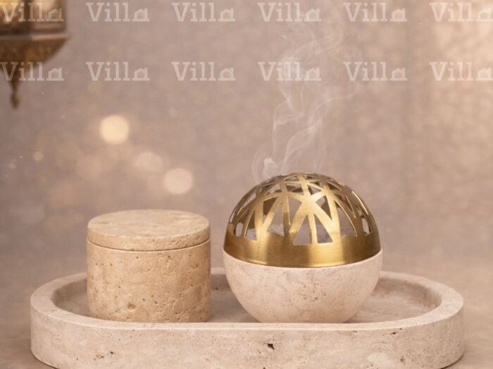 طقم مبخرة 3 قطع  من حجر الترافرتين