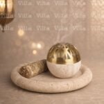 طقم مبخرة بخور مع صينية من  حجر الترافرتين