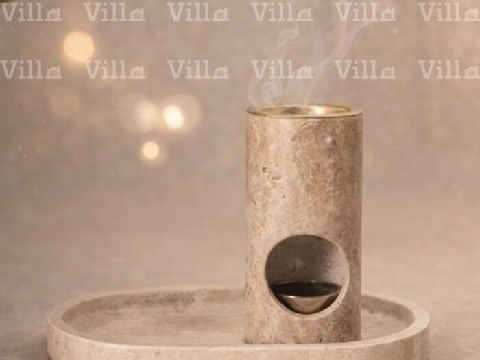 مبخرة من حجر الترافرتين الطبيعي مع صينية