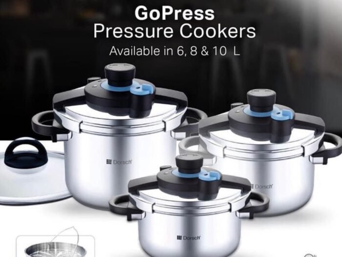 طنجرة ضغط 6 لتر معدن ستانلس ستيل مقاوم للصدء 10\18  -  Dorsch