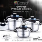 طنجرة ضغط 6 لتر معدن ستانلس ستيل مقاوم للصدء 10\18  -  Dorsch