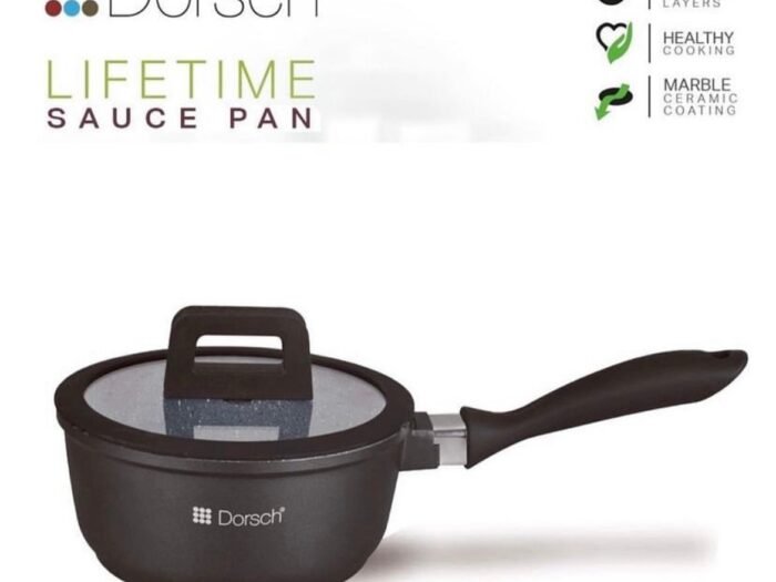 كاسرولة 18سم  مغلفة بالسيراميك مع غطاء مسطح أسود - Dorsch