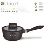 كاسرولة 18سم  مغلفة بالسيراميك مع غطاء مسطح أسود - Dorsch