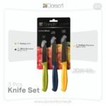 طقم 3 سكاكين متعددة الاستعمال 3 إنش أخضر +4 إنش أزرق + 4 إنش أصفر - Dorsch